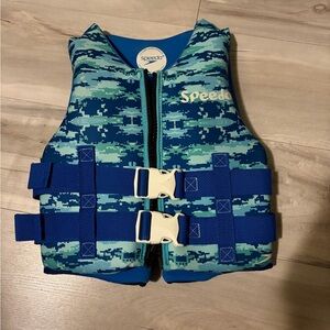 Speedo Aquaprene Personal Flotation Child Life Jacket Vest Youth 50-90 Lbs Blue